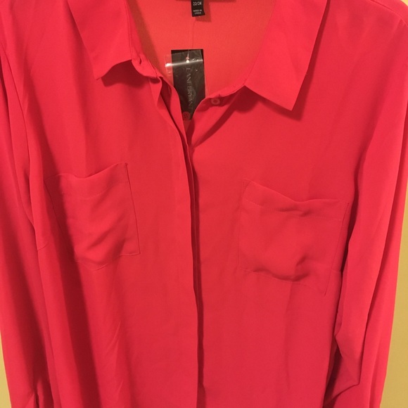 Red button down blouse - Picture 2 of 6